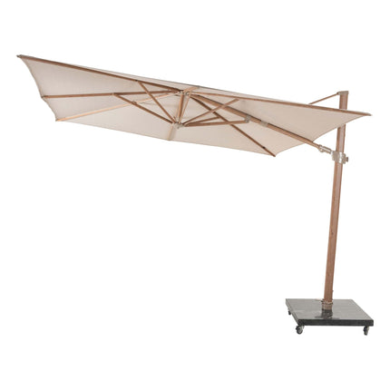 4 Seasons Outdoor Siesta Premium 300 x 300 cm. Sand mit Holz -Look -Rahmen