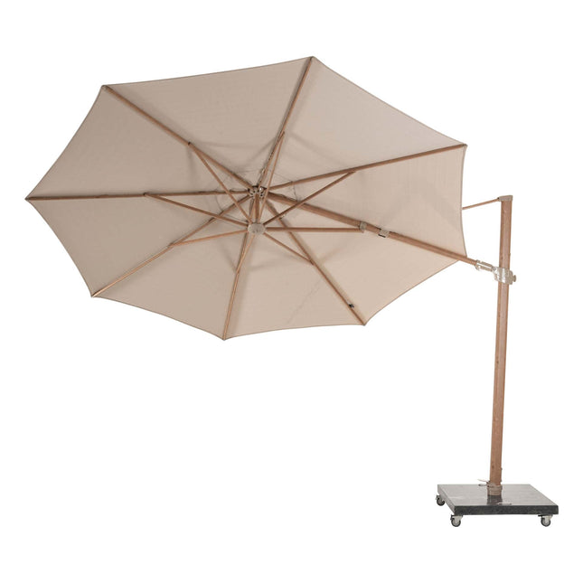 4 Seasons Outdoor Siesta Premium 350 cm. Ø zand met houtlook frame