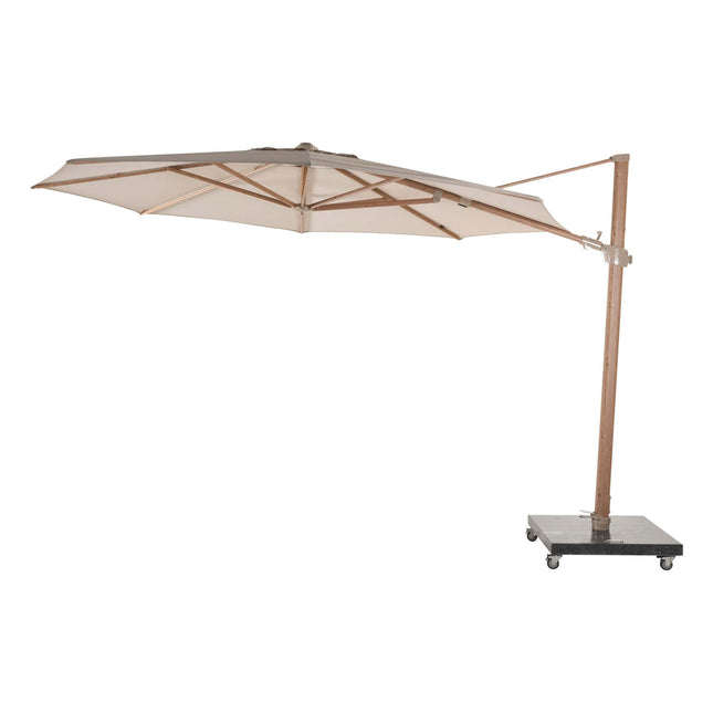 4 Seasons Outdoor Siesta Premium 350 cm. Ø zand met houtlook frame