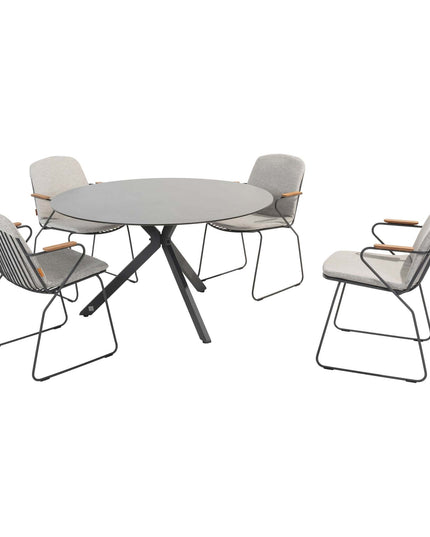 4 Seasons Outdoor Veneto Dining Anthrazit + Locarno Tisch HPL Schiefer Anthrazit 130 Ø CM