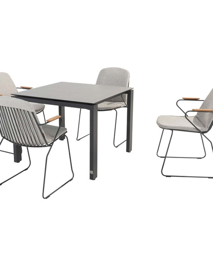 4 Seasons Outdoor Veneto Dining Anthrazit + Goa Tisch HPL 95 cm Schiefer Anthrazit