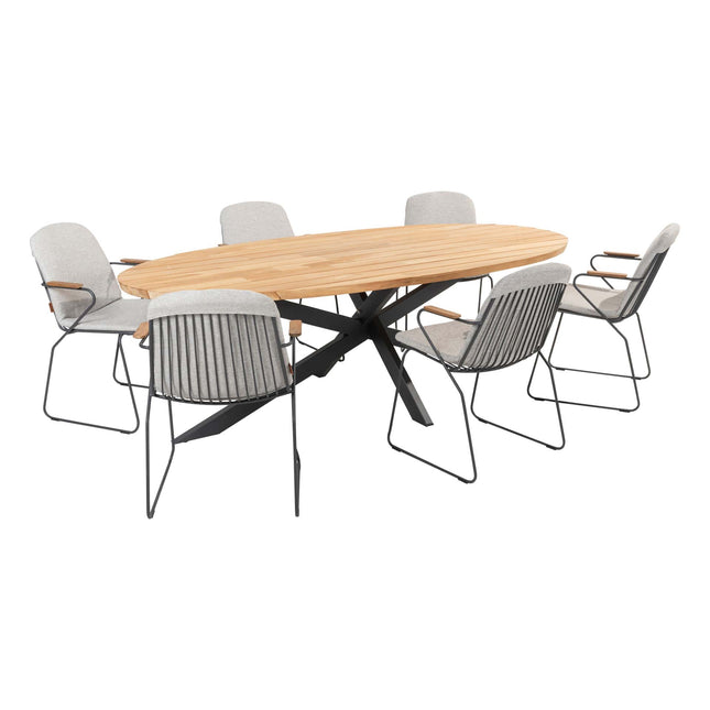 4 Seasons Outdoor Veneto Ess Anthrazit + Geschmack 4SO Prado Teaktisch Oval 240 cm
