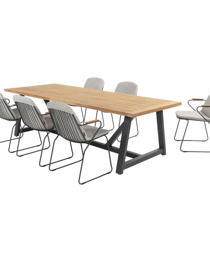 4 Seasons Outdoor Veneto Dining Anthrazit + Geschmack 4SO Noah Teak Tabelle 260 cm