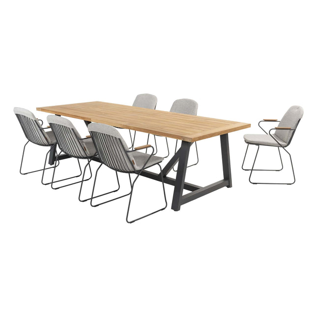 4 Seasons Outdoor Veneto Dining Anthrazit + Geschmack 4SO Noah Teak Tabelle 260 cm