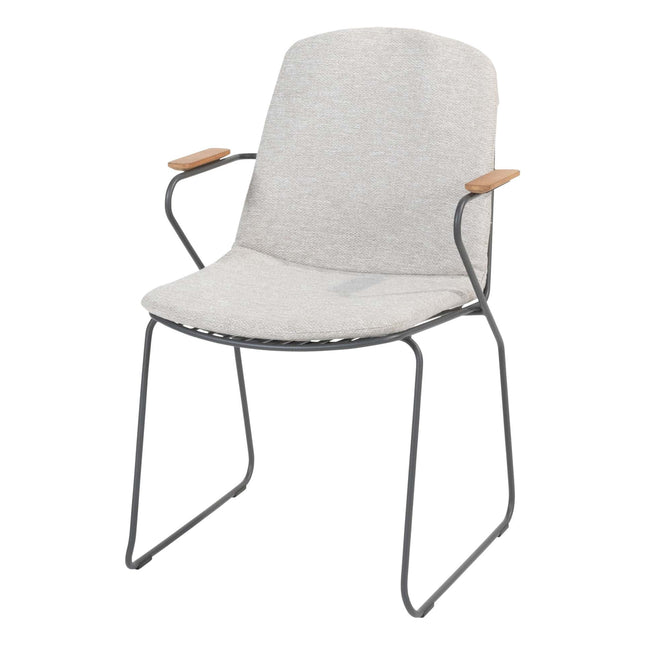 4 Seasons Outdoor Veneto dining antraciet + Montana tafel barrel keramiek terrazzo 240 x 103 cm