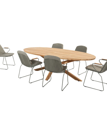 4 Seasons Outdoor Veneto Dining Olive + Taste 4SO Prado Teak Tisch Oval 240 cm