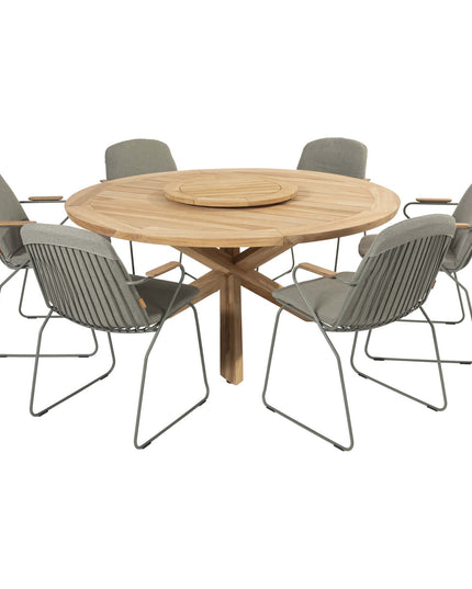 4 Seasons Outdoor Veneto Dining Olive + Taste 4SO Prado Teak Tabelle 160 Ø CM