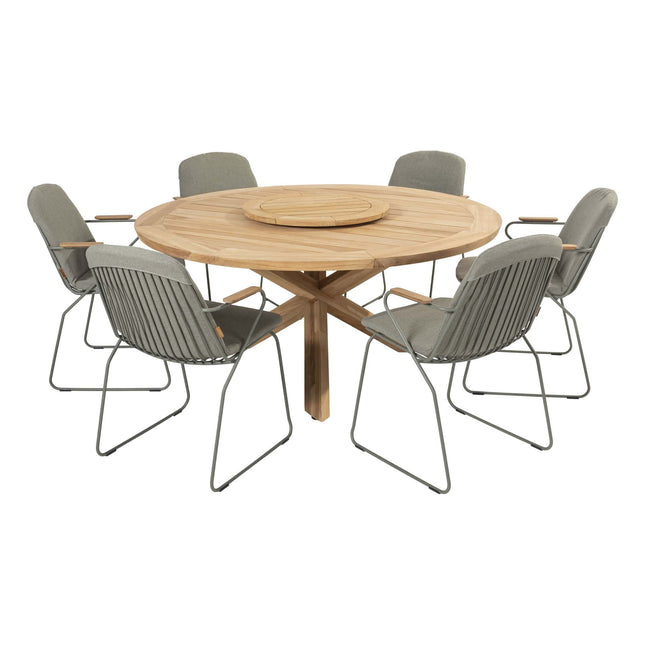 4 Seasons Outdoor Veneto Dining Olive + Taste 4SO Prado Teak Tabelle 160 Ø CM