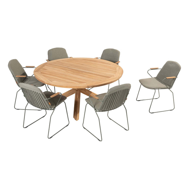 4 Seasons Outdoor Veneto Dining Olive + Taste 4SO Prado Teak Tabelle 160 Ø CM