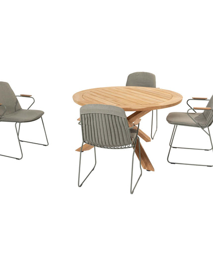 4 Seasons Outdoor Veneto Dining Olive + Taste 4SO Prado Teak Tabelle 130 Ø CM