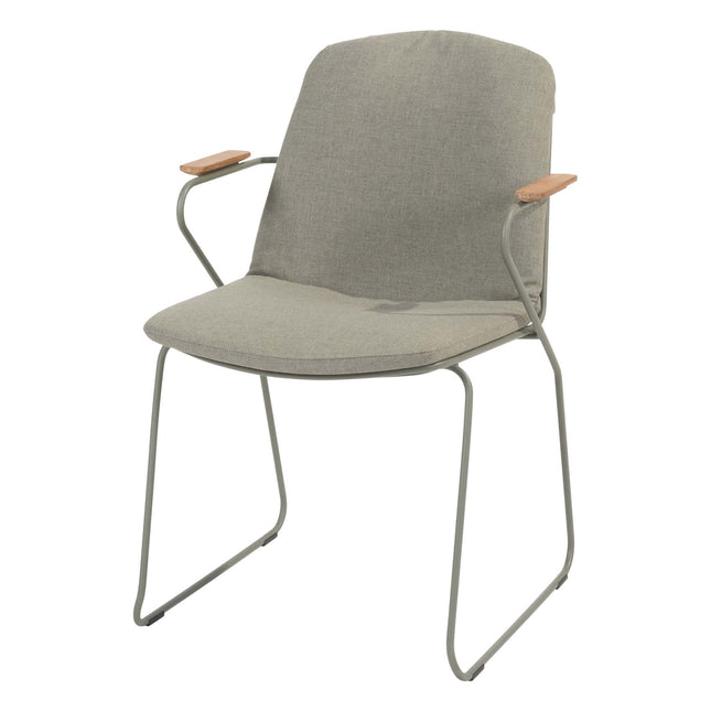 4 Seasons Outdoor Veneto stapelbare dining stoel olive RVS incl. kussen