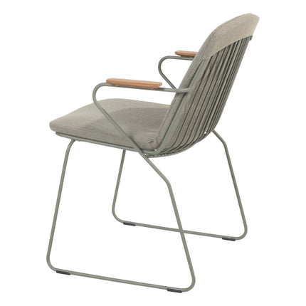 4 Seasons Outdoor Veneto stapelbare dining stoel olive RVS incl. kussen