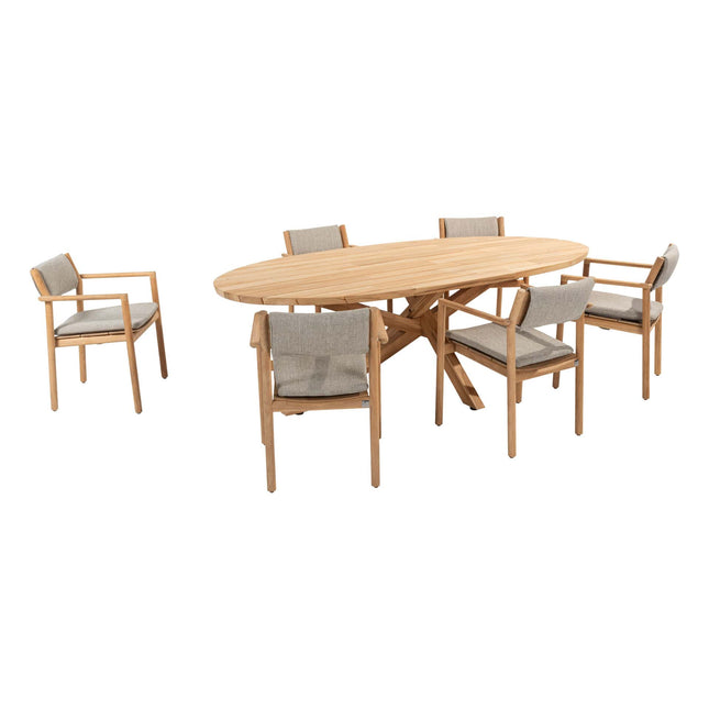 4 Seasons Outdoor Levi Stackbares Essen + Geschmack 4SO Prado Teak Tisch Oval 240 cm