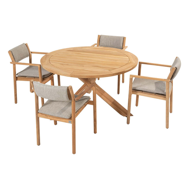 4 Seasons Outdoor Levi Stapelbares Essen + Geschmack 4SO Prado Teak Tabelle 130 Ø CM