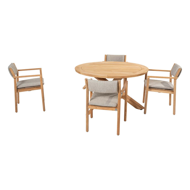 4 Seasons Outdoor Levi Stapelbares Essen + Geschmack 4SO Prado Teak Tabelle 130 Ø CM