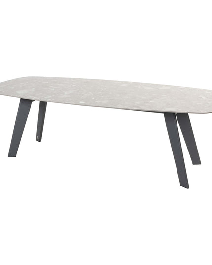 4 Seasons Outdoor Veneto Dining Anthrazit + Montana Tisch Barrel Keramik Terrazzo 240 x 103 cm