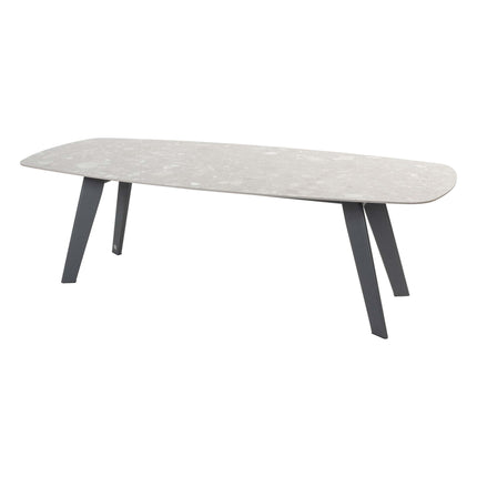 4 Seasons Outdoor Montana tafel barrel keramiek terrazzo 240 x 103 cm
