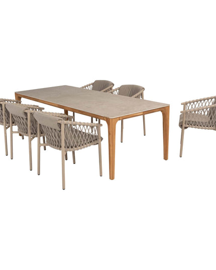 4 Seasons Outdoor Allora dining stoel latte + Taste 4SO Liam tafel met keramisch blad 240 cm