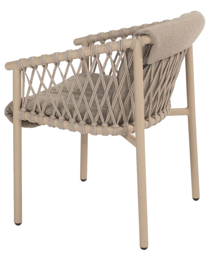 4 Seasons Outdoor Allora Essstuhl Latte + Geschmack 4SO Prado Tisch mit Keramiktisch Top Barrel Latte 240 cm