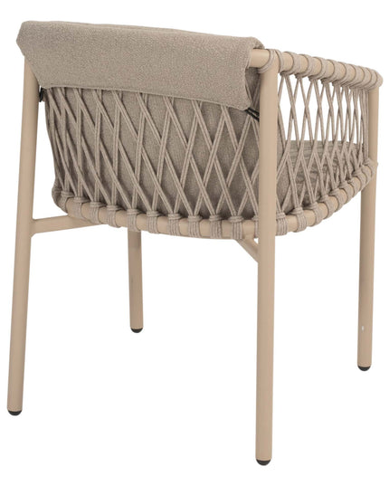 4 Seasons Outdoor Allora Essstuhl Latte + Geschmack 4SO Prado Tisch mit Keramiktisch Top Barrel Latte 240 cm