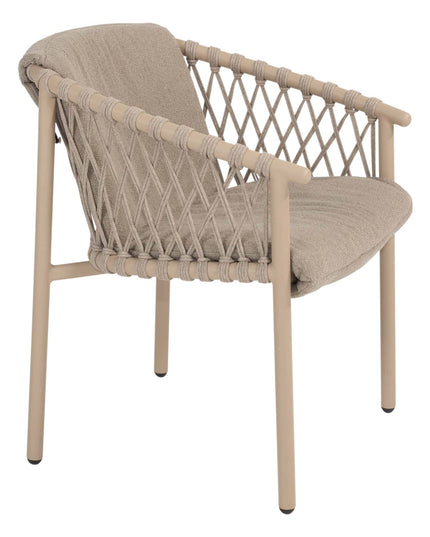 4 Seasons Outdoor Allora Essstuhl Latte + Geschmack 4SO Prado Tisch mit Keramiktisch Top Barrel Latte 240 cm