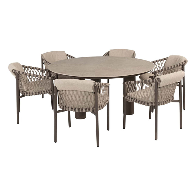 4 Seasons Outdoor Allora Essstuhl Terre + Arizona Tisch Keramikblatt 160 Ø cm