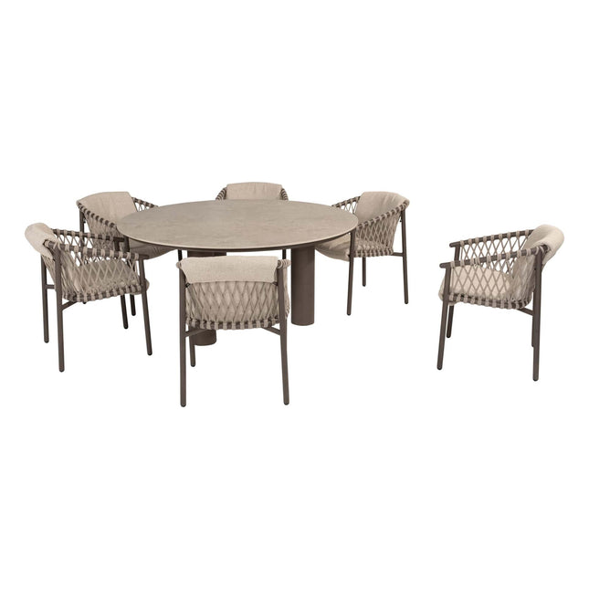 4 Seasons Outdoor Allora Essstuhl Terre + Arizona Tisch Keramikblatt 160 Ø cm
