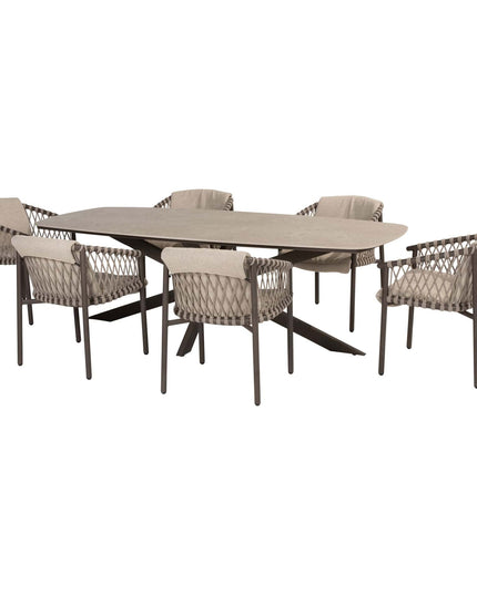 4 Seasons Outdoor Allora dining stoel terre + Taste 4SO Prado tafel met keramisch tafelblad barrel terre 240 cm