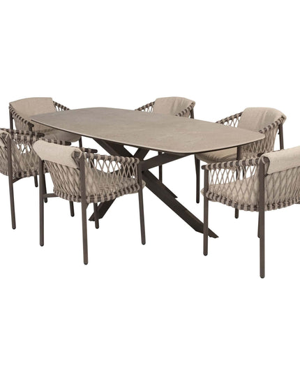 4 Seasons Outdoor Allora dining stoel terre + Taste 4SO Prado tafel met keramisch tafelblad barrel terre 240 cm