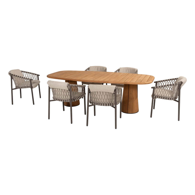 4 Seasons Outdoor Allora Essstuhl Terre + Geschmack 4SO Capri Tisch-Fass-Form-Teak 240 cm