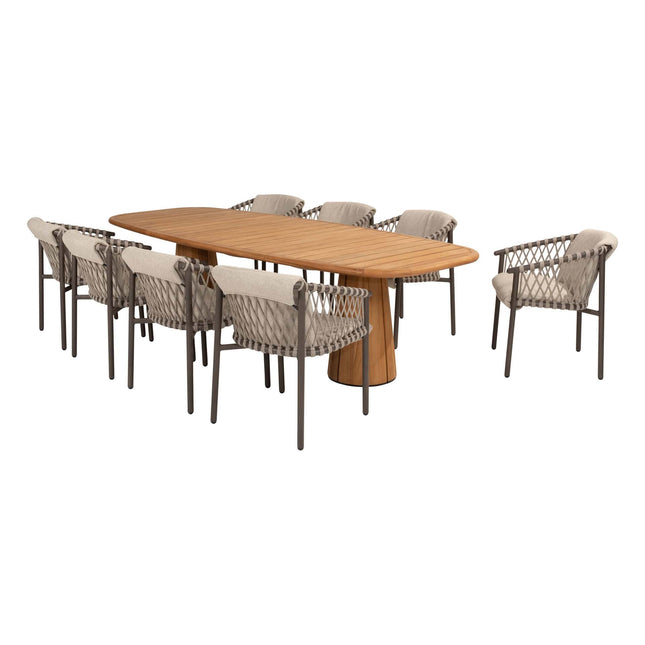 4 Seasons Outdoor Allora Essstuhl Terre + Geschmack 4SO Capri Tisch-Fass-Form-Teak 240 cm