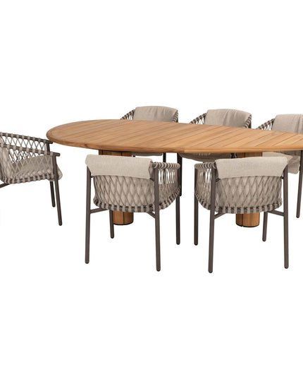 4 Seasons Outdoor Allora dining stoel terre + Taste 4SO Corsica tafel kiezel-vorm teak 240 cm