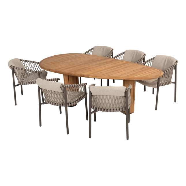 4 Seasons Outdoor Allora Essstuhl Terre + Geschmack 4SO Korsica Tisch Kieselform Teak 240 cm