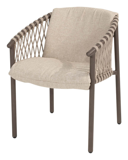 4 Seasons Outdoor Allora dining stoel terre + Taste 4SO Corsica tafel kiezel-vorm teak 240 cm