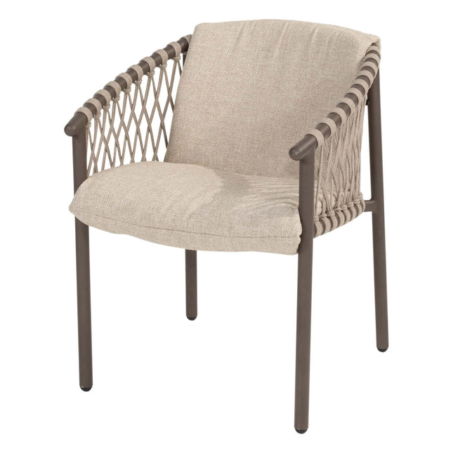 4 Seasons Outdoor Allora Essstuhl Terre + Vermont Esstisch mit Keramiktisch Top Terre 75 x 75 cm