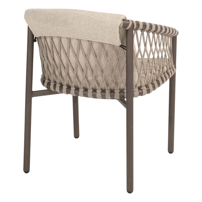 4 Seasons Outdoor Allora Essstuhl Terre + Vermont Esstisch mit Keramiktisch Top Terre 75 x 75 cm