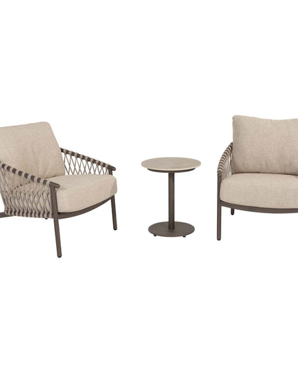 4 Seasons Outdoor Allora Bistro Lounge Set + Boaz Seitentabelle 45 Ø CM Terre
