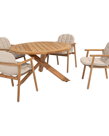 4 Seasons Outdoor Samos Essstuhl + Geschmack 4SO Prado Teaktisch 130 Ø CM