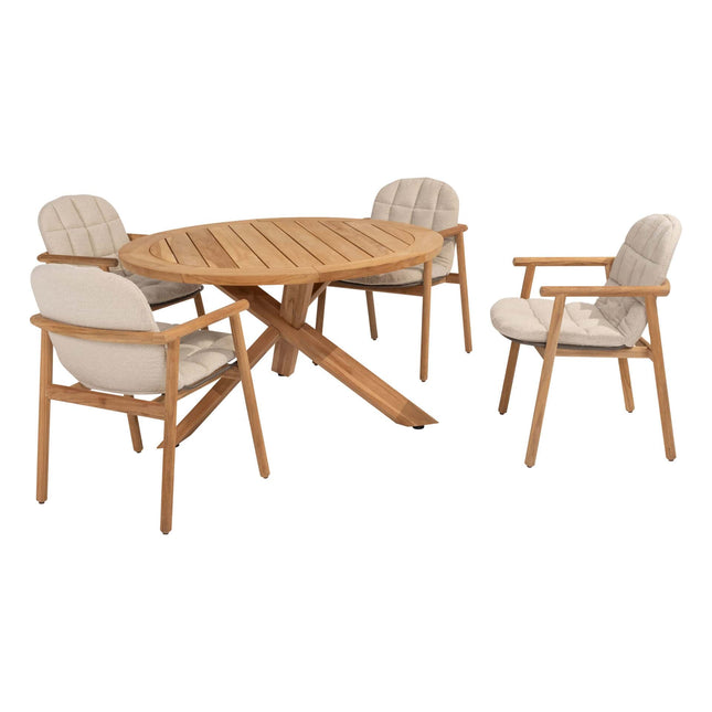 4 Seasons Outdoor Samos Essstuhl + Geschmack 4SO Prado Teaktisch 130 Ø CM