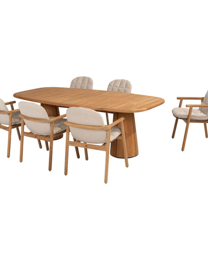 4 Seasons Outdoor Samos Essstuhl + Geschmack 4SO Capri Tisch-Fass-Form-Teak 240 cm