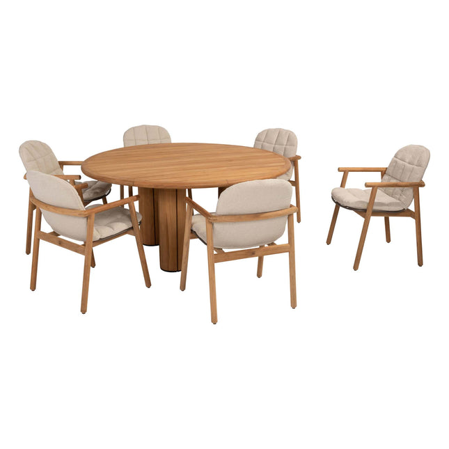 4 Seasons Outdoor Samos Essstuhl + Geschmack 4SO Corsica Tisch Teak 160 Ø CM