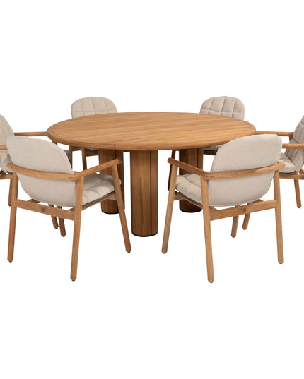 4 Seasons Outdoor Samos dining stoel + Taste 4SO Corsica tafel teak 160 Ø cm