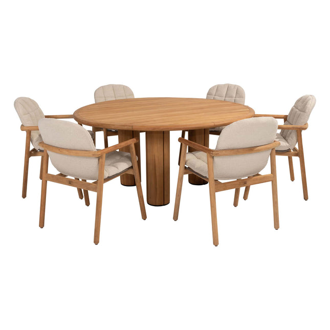 4 Seasons Outdoor Samos Essstuhl + Geschmack 4SO Corsica Tisch Teak 160 Ø CM