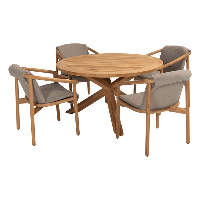 4 Seasons Outdoor Tess Dining + Geschmack 4SO Prado Teak Tabelle 130 Ø CM Teak -Basis