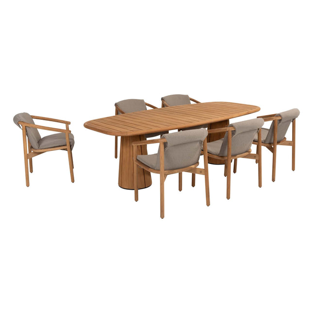 4 Seasons Outdoor Tess Dining + Geschmack 4SO Capri Tisch-Fass-Form-Teak 240 x 110 cm