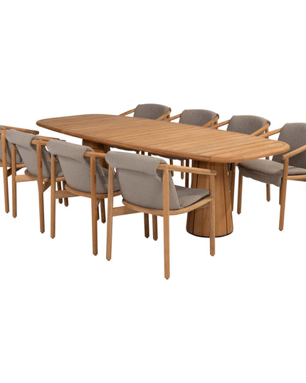 4 Seasons Outdoor Tess dining + Taste 4SO Capri tafel barrel-vorm teak 280 x 110 cm