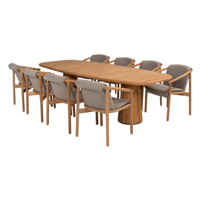 4 Seasons Outdoor Tess Dining + Geschmack 4SO Capri Tisch-Fass-Form-Teak 280 x 110 cm