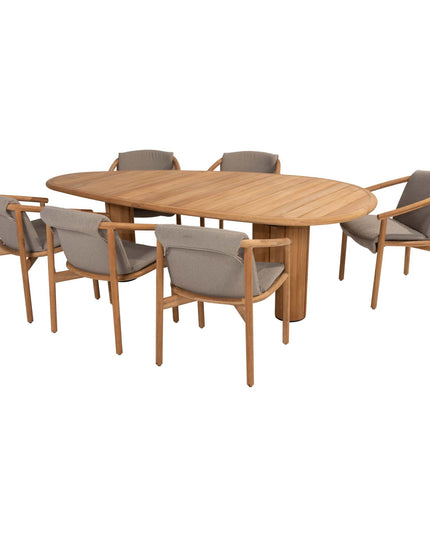 4 Seasons Outdoor Tess dining + Taste 4SO Corsica tafel kiezel-vorm teak 240 x 130 cm