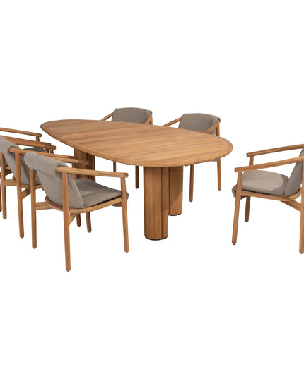 4 Seasons Outdoor Tess dining + Taste 4SO Corsica tafel kiezel-vorm teak 240 x 130 cm