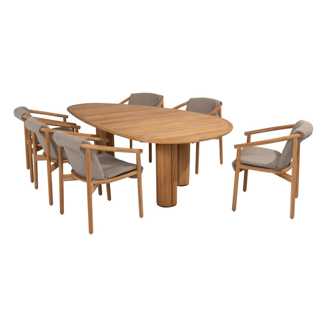 4 Seasons Outdoor Tess Dining + Geschmack 4SO Corsica Tisch Kieselform Teak 240 x 130 cm